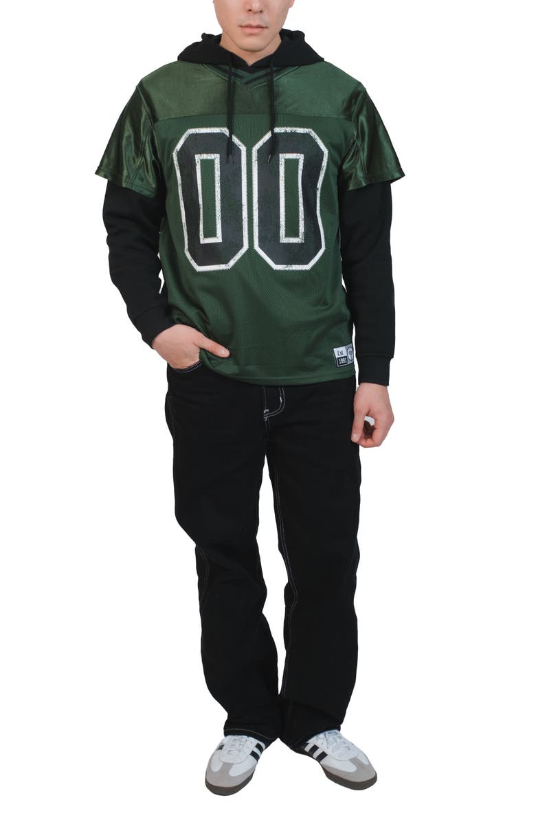 Brooklyn Cloth Jersey Layered Hoodie, Alternate, color, Hunter Green