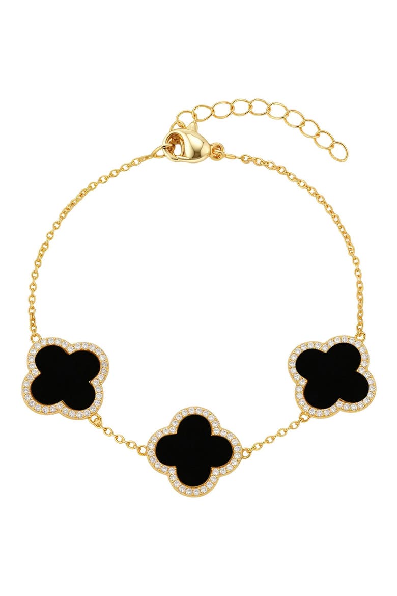 Cubic Zirconia Halo Bracelet, Main, color, BLACK/ GOLD