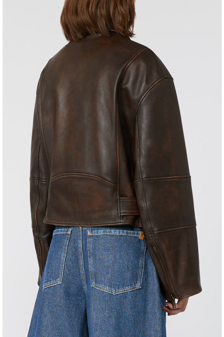 Egizio Leather Moto Jacket, Alternate, color, DARK BROWN