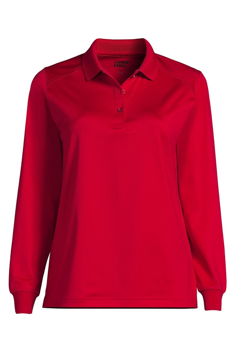 School Uniform  Long Sleeve Rapid Dry Polo Shirt, Alternate, color, Red