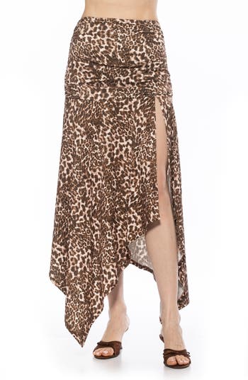 Alexia Admor Kennedy Ruched Slit Maxi Skirt In Leopard