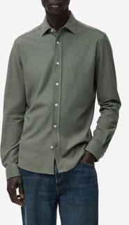 MANGO Slim Fit Cotton Piqué Button-Up Shirt