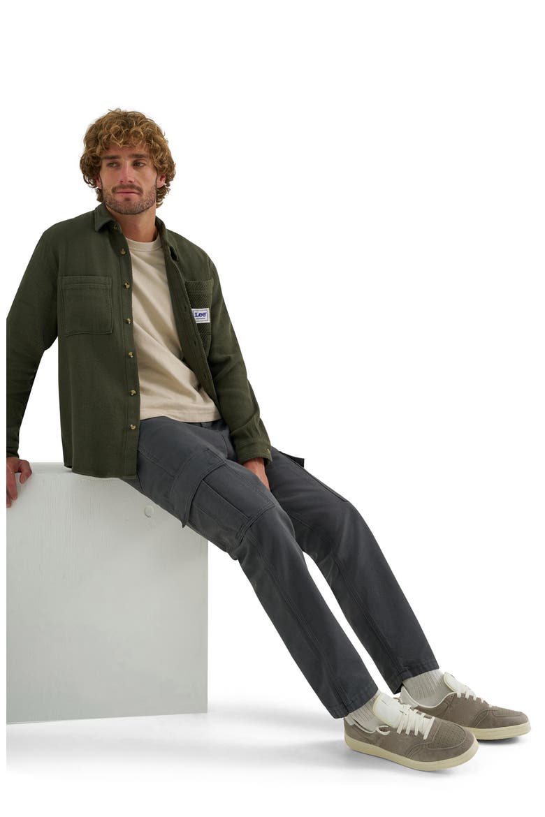 Cotton Button-Up Overshirt, Alternate, color, OAK MOSS
