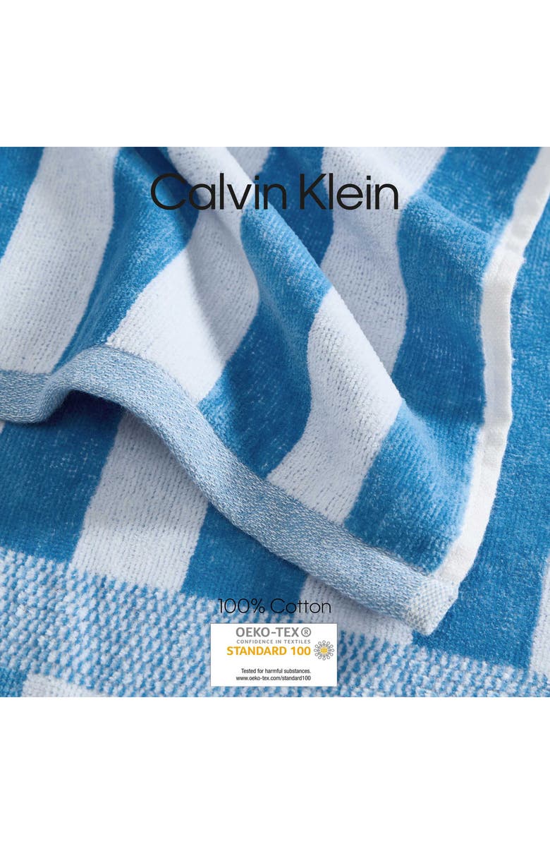 Calvin Klein Mingled Check Beach Towel, Alternate, color, Blue Jasper / White