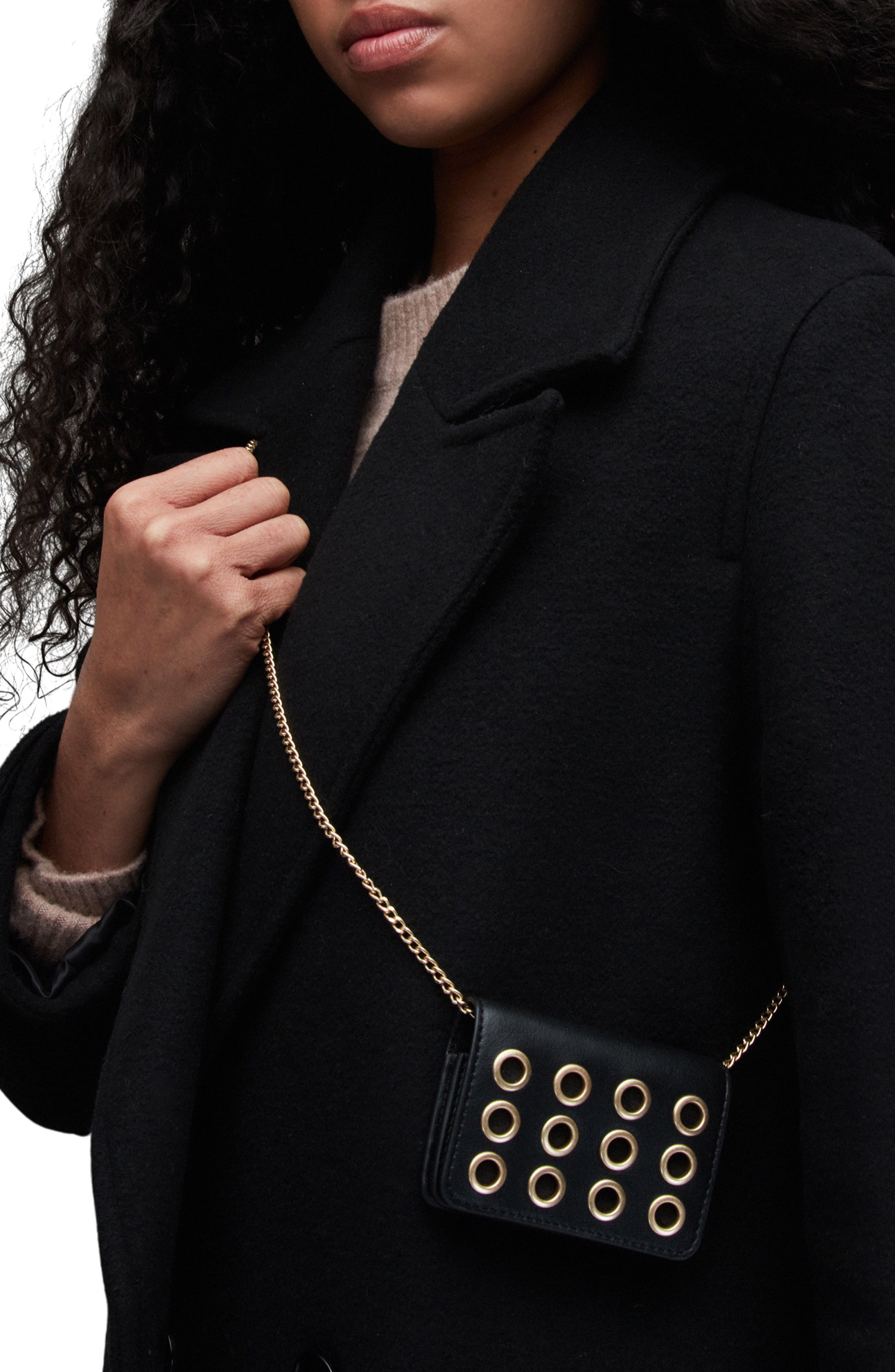 AllSaints Tallulah Eyelet Leather Convertible Crossbody Bag, Alternate, color, 