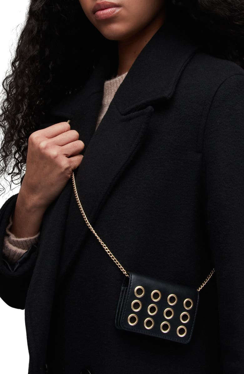 AllSaints Tallulah Eyelet Leather Convertible Crossbody Bag, Alternate, color,