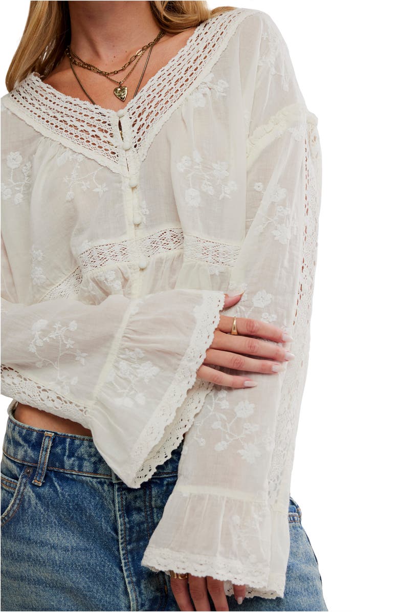 Free People Sweet Love Crop Shirt, Alternate, color, Egret