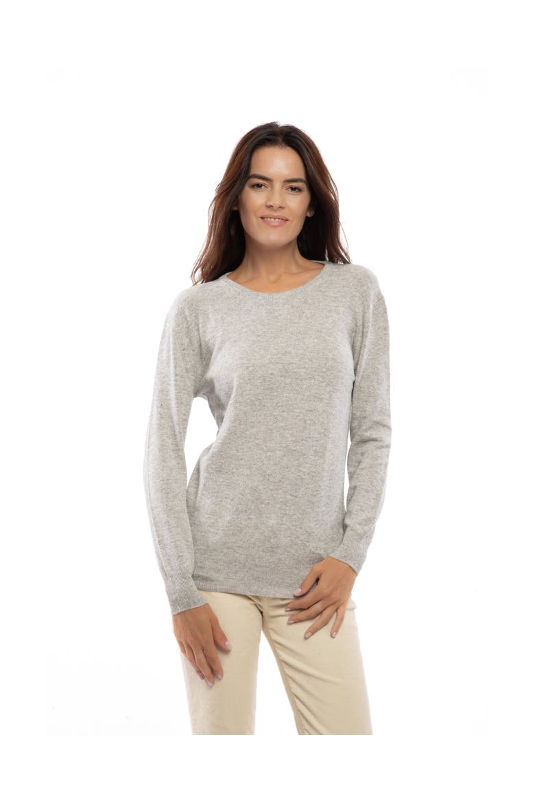 Pure Cashmere Essential Crewneck Sweater, Alternate, color, Melange Blue