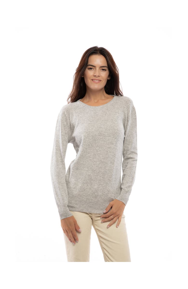 Monticelli Cashmere Pure Cashmere Essential Crewneck Sweater, Alternate, color, Melange Blue