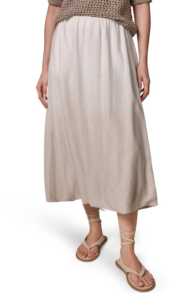 Donna Karan New York Dip Dye Bubble Hem Linen Blend Midi Skirt, Main, color, Sandstone