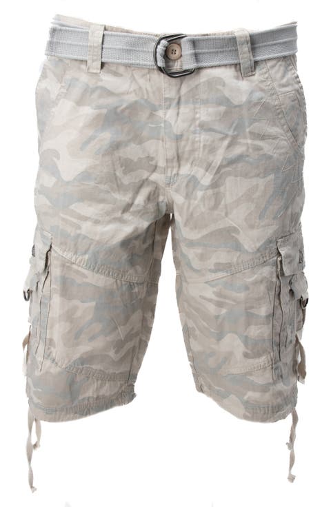 Belted Snap Button Cargo Shorts