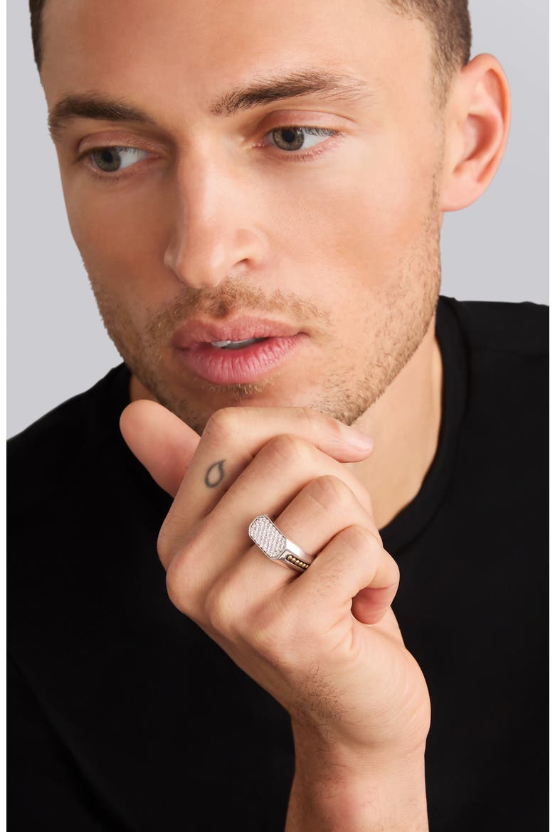 Anthem Pavé Diamond Signet Ring, Alternate, color, WHITE