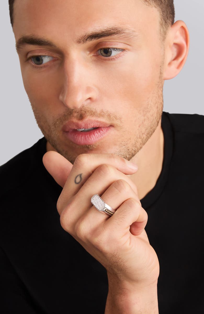 LAGOS Anthem Pavé Diamond Signet Ring, Alternate, color, Silver