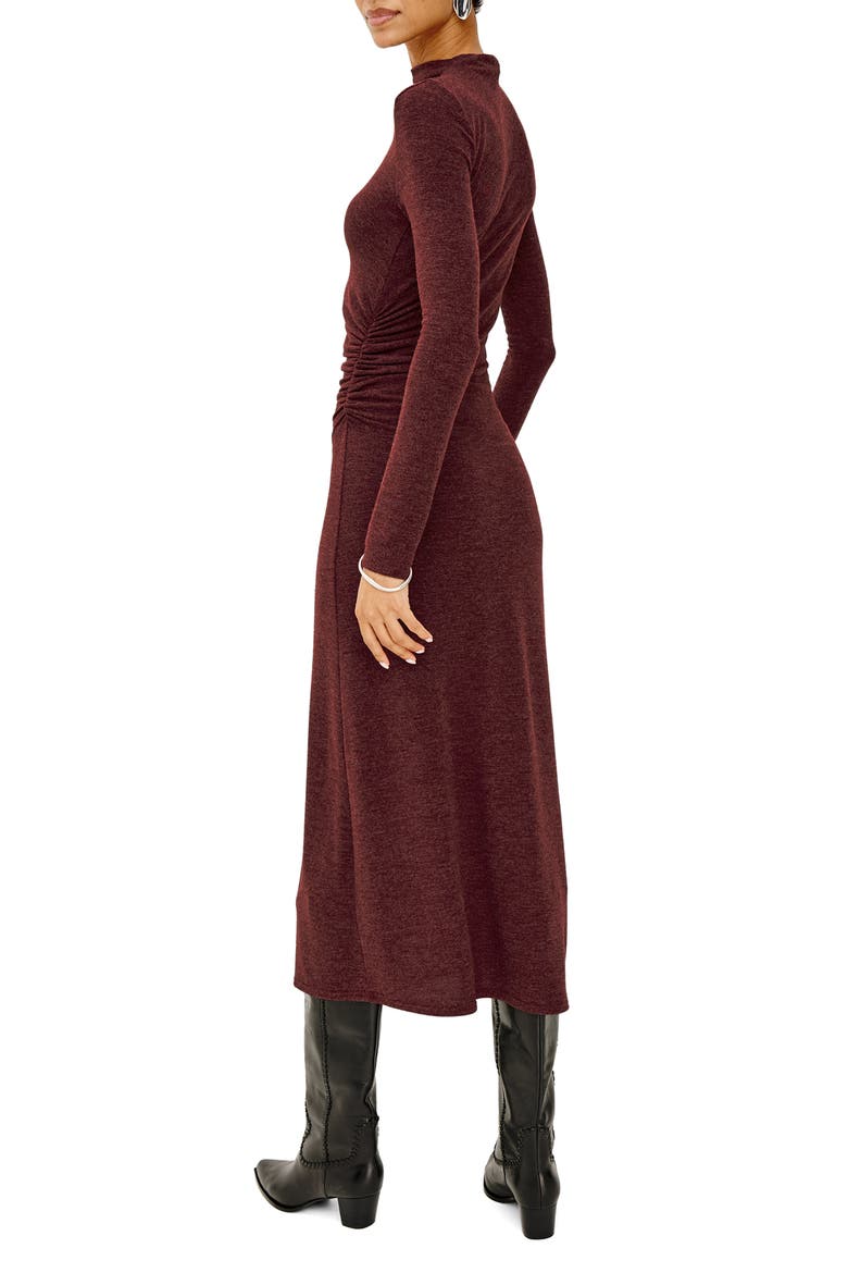 Margaret Mock Neck Jersey Midi Dress, Alternate, color, MERLOT