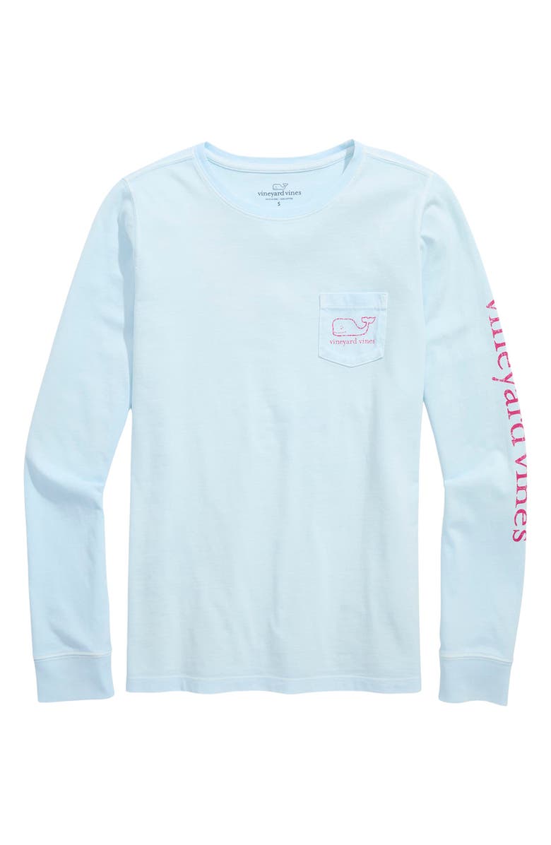 vineyard vines Whale Graphic Long Sleeve Pocket T-Shirt, Main, color, Ice Water