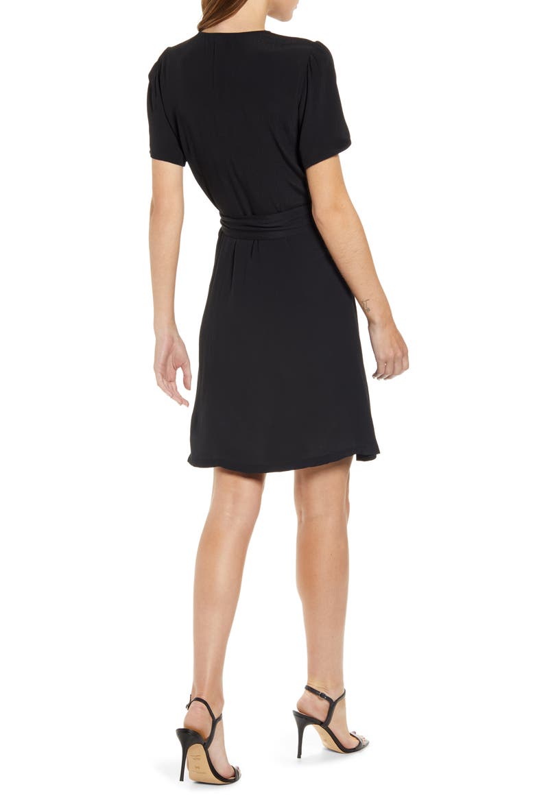 Print Wrap Minidress, Alternate, color, BLACK