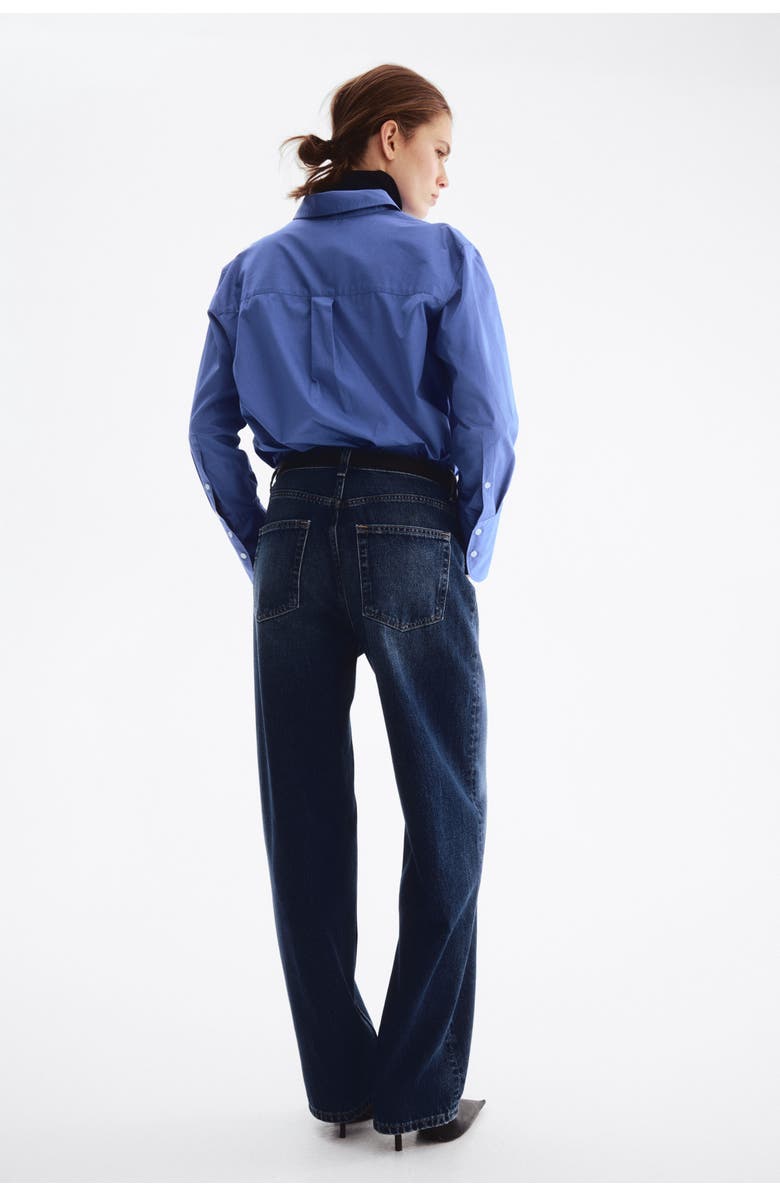 H&M Barrel High Waist Jeans, Alternate, color, Dark Denim Blue