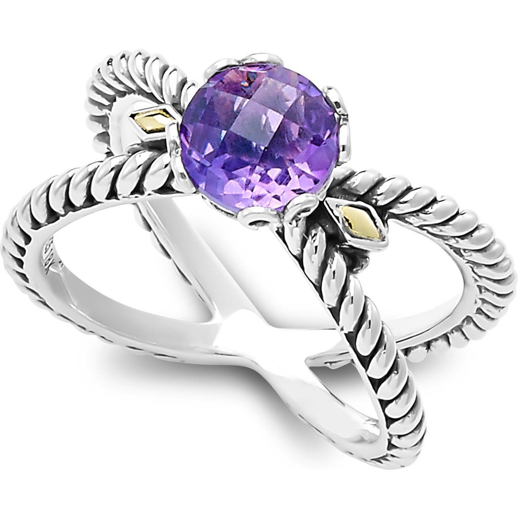 Samuel B. Sterling Silver & 18k Gold Semiprecious Stone Crossover Band Ring In Purple