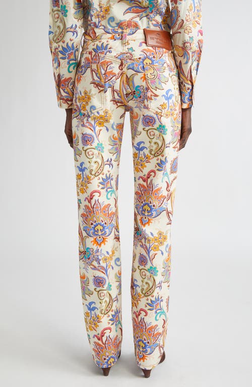 Etro Printed High Rise Straight Jeans