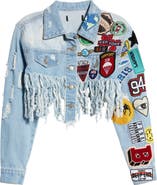 AZALEA WANG Patch Fringe Denim Jacket