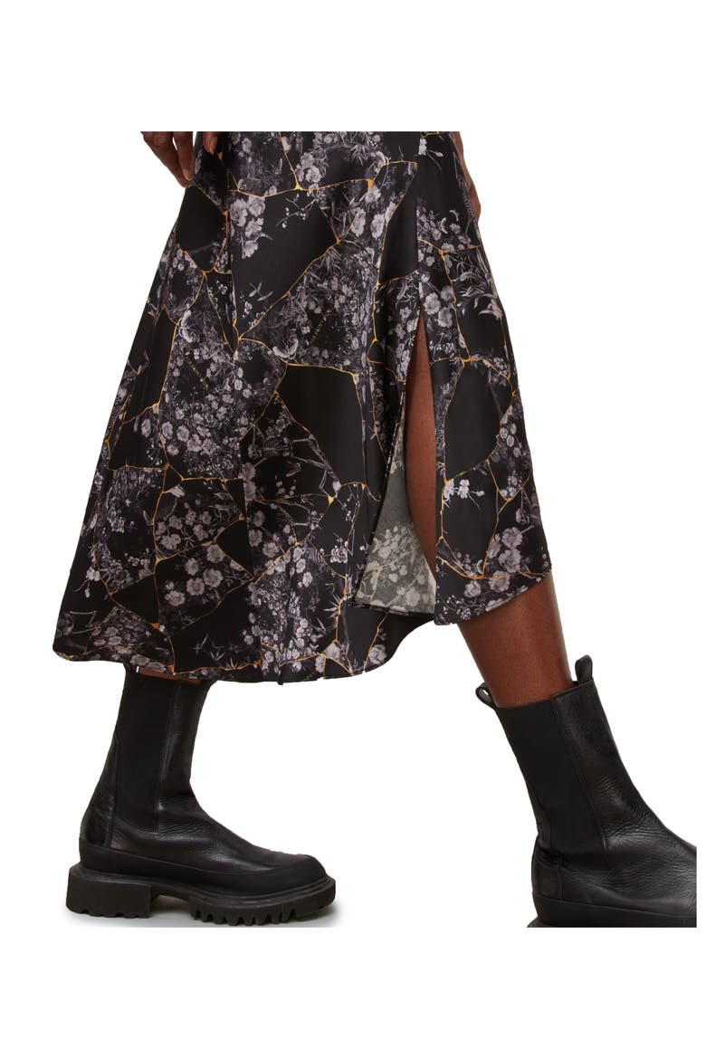 Luisa Buruberu Floral Midi Skirt, Alternate, color, BLACK
