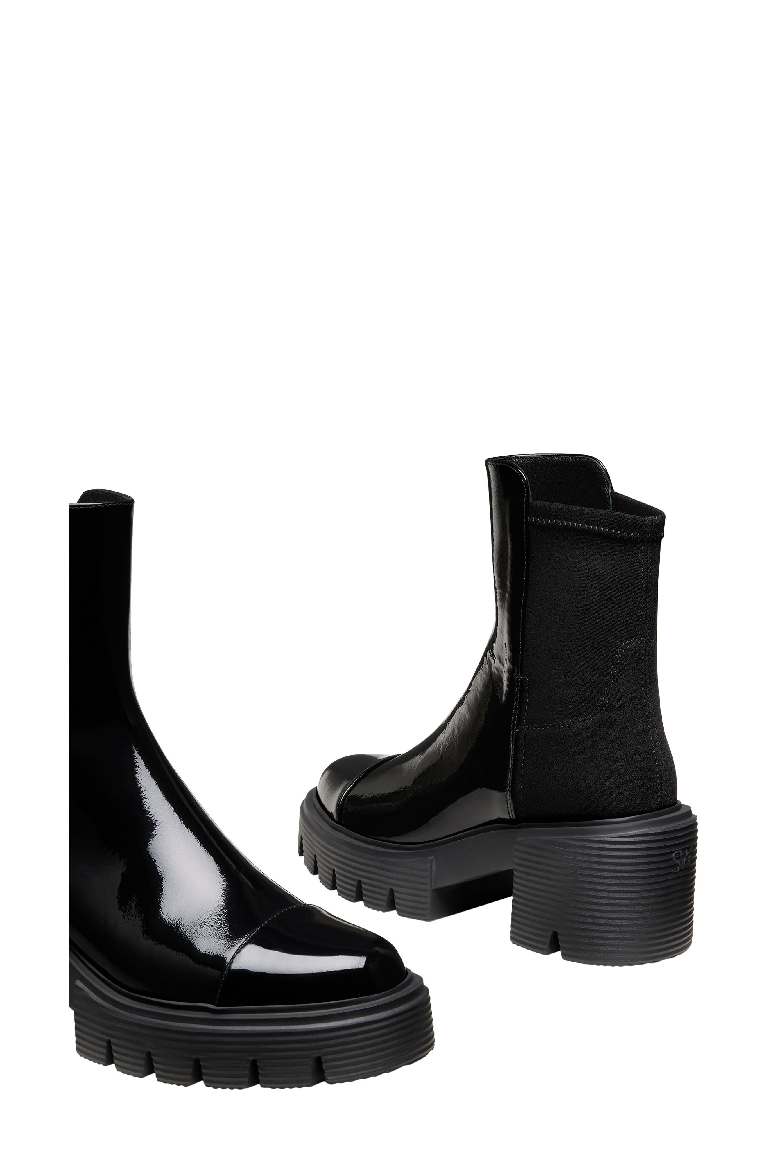 Stuart Weitzman Soho Bootie, Alternate, color, Black Patent