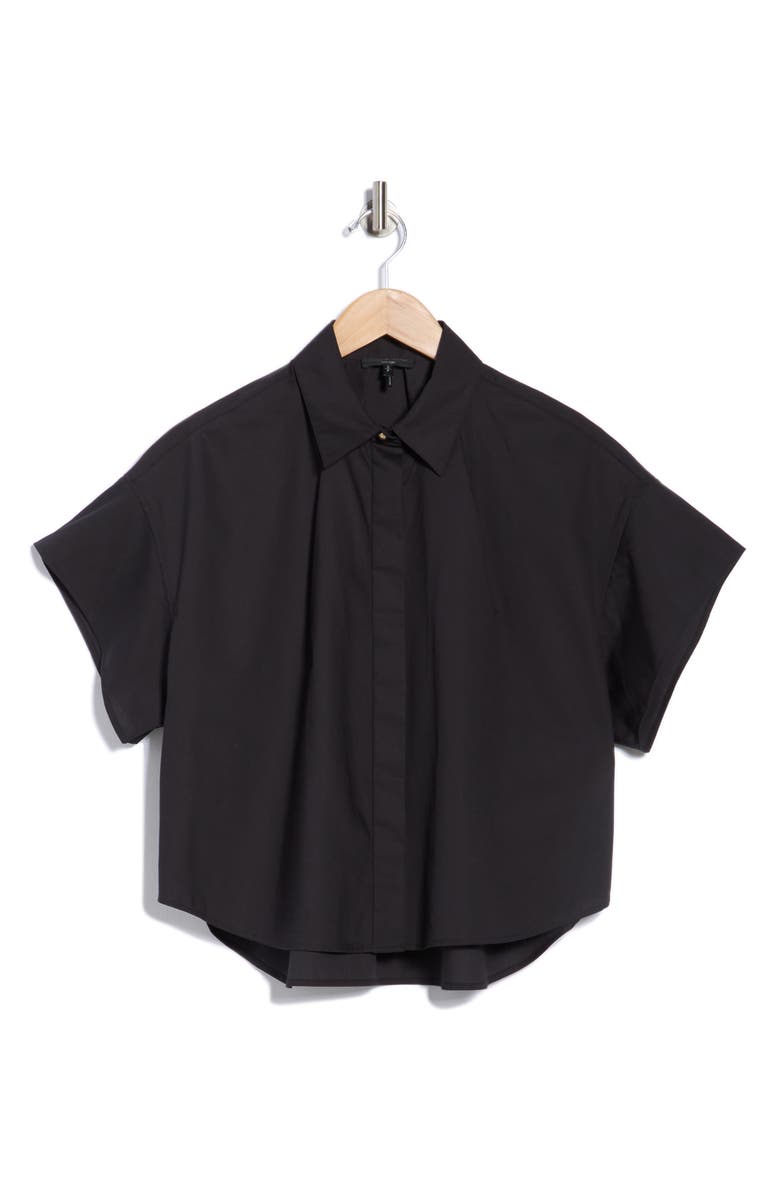 rag & bone Maura Short Sleeve Cotton Poplin Button-Up Shirt, Alternate, color, Black