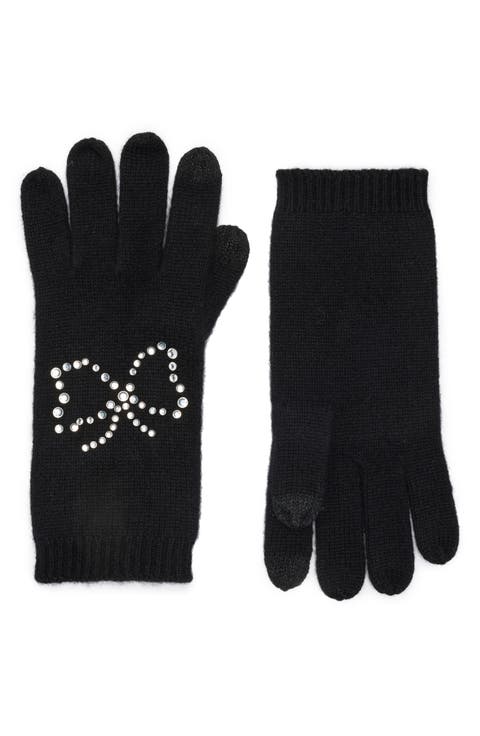 Stud Bow Cahsmere Gloves