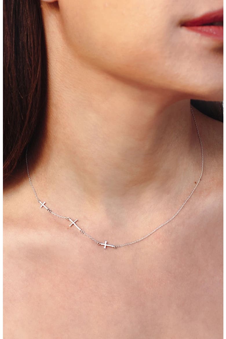 Calvary Cross Necklace, Alternate, color, Sterling Silver