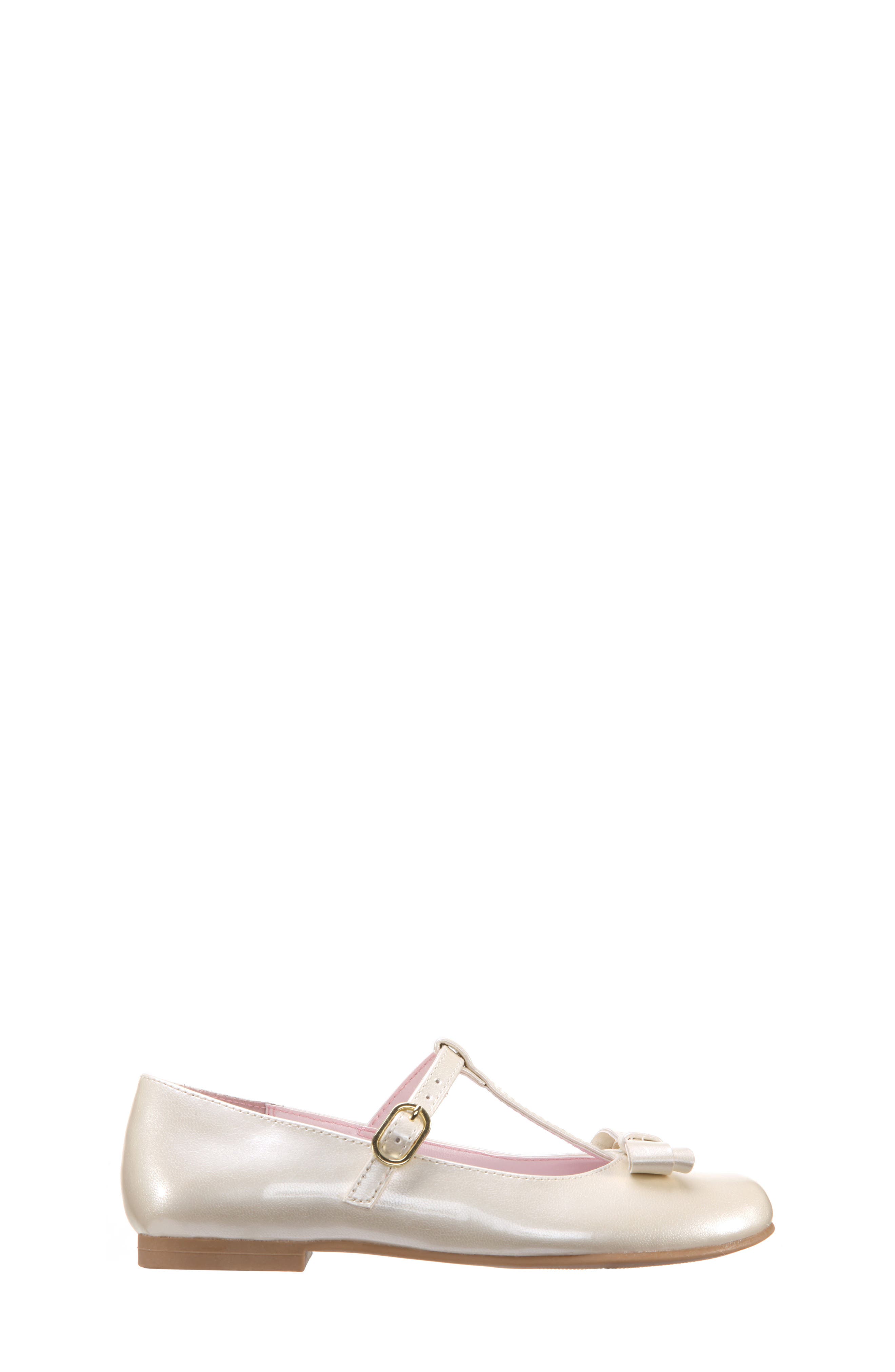 Merrilyn T-Strap Bow Flat, Alternate, color, IVORY PATENT