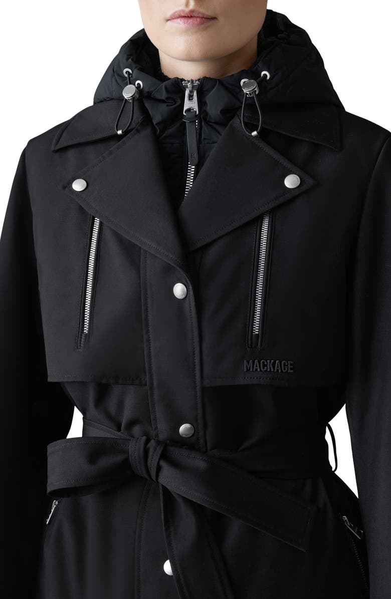 Mackage Siobhan Down Trench Coat with Removable Bib, Alternate, color, Black