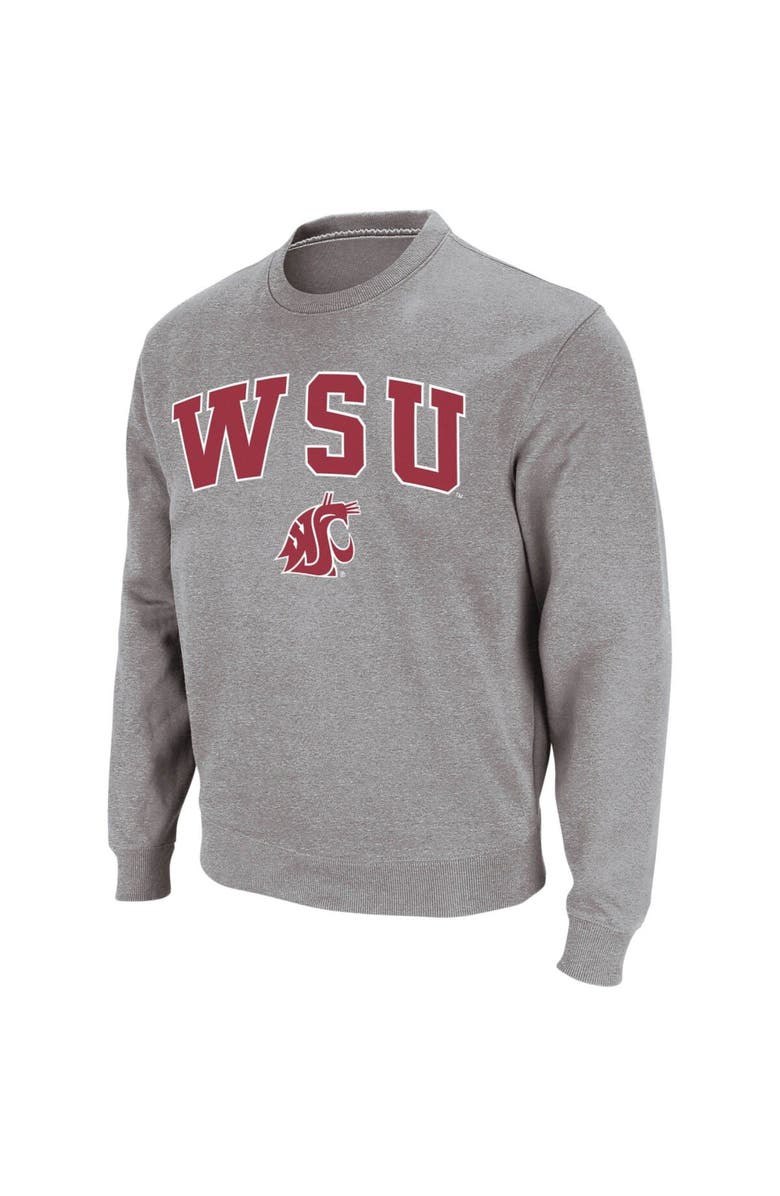 COLOSSEUM Men's Colosseum Heather Gray Washington State Cougars Arch & Logo Crew Neck Sweatshirt, Main, color, Heather Gray