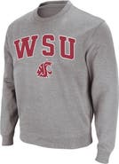 COLOSSEUM Men's Colosseum Heather Gray Washington State Cougars Arch & Logo Crew Neck Sweatshirt