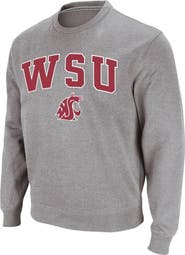 COLOSSEUM Men's Colosseum Heather Gray Washington State Cougars Arch & Logo Crew Neck Sweatshirt