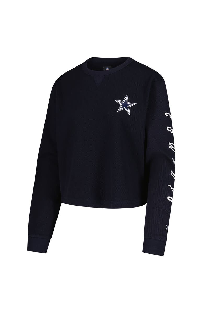 New Era Women's New Era Navy Dallas Cowboys Thermal Cropped Long Sleeve T-Shirt, Alternate, color, Navy