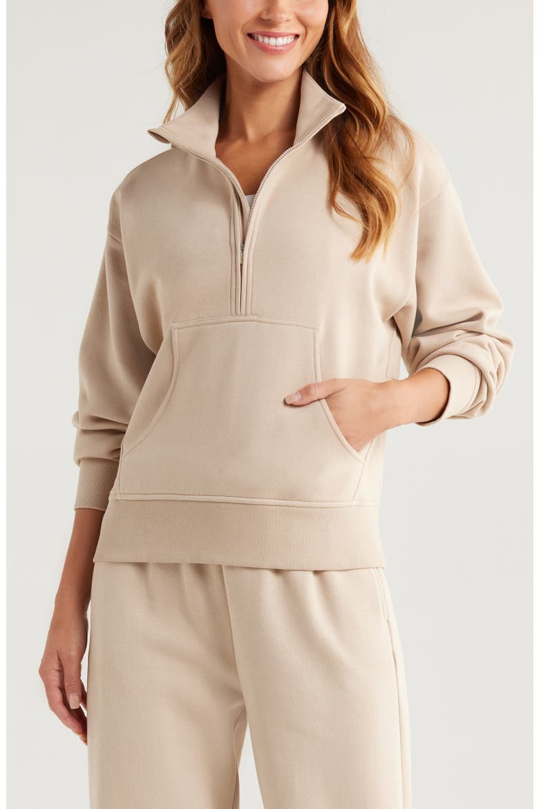 Cloud Fleece Half Zip Sweatshirt, Main, color, TAN OXFORD