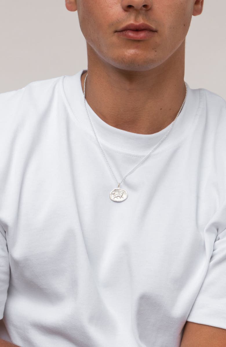 Dower & Hall Men's Inspiring Lion Talisman Necklace, Alternate, color, Sterling Silver