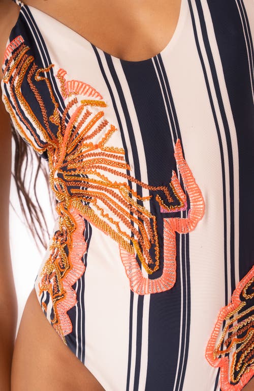 Maaji Boho Stripes Typical One-piece Swimsuit In Blue