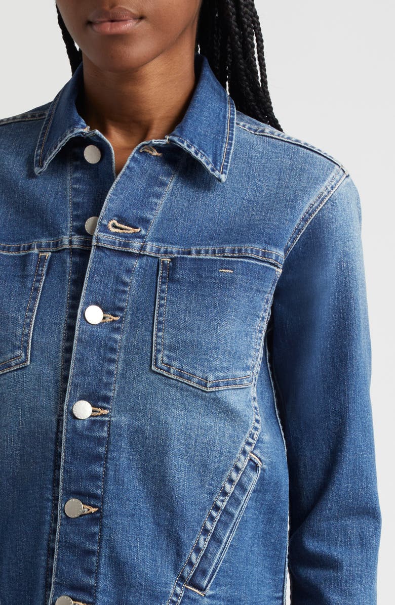 L'AGENCE Janelle Slim Raw Edge Denim Jacket, Alternate, color, Cannes