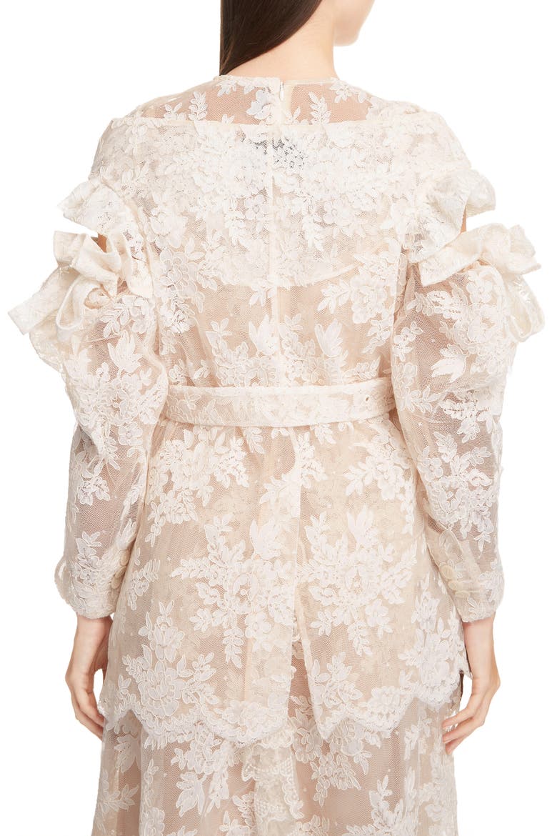 Cold Shoulder Corded Lace Jacket, Alternate, color, IVORY
