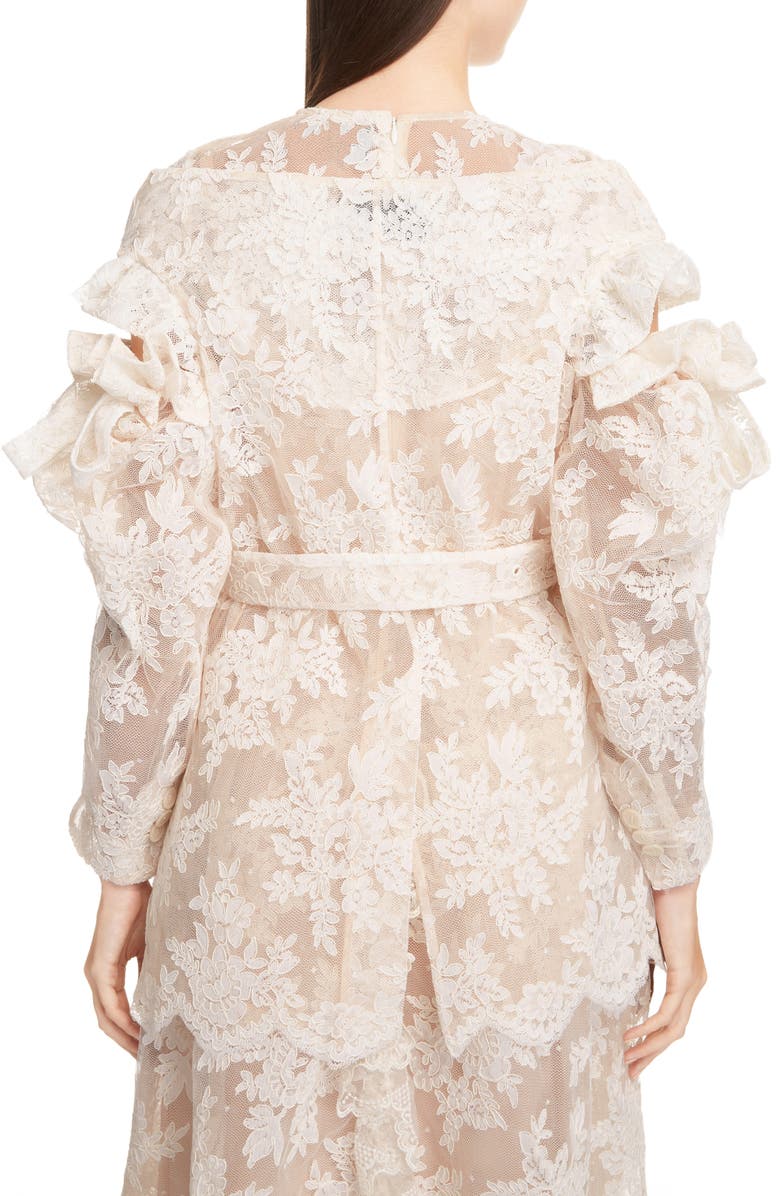 Simone Rocha Cold Shoulder Corded Lace Jacket, Alternate, color, 