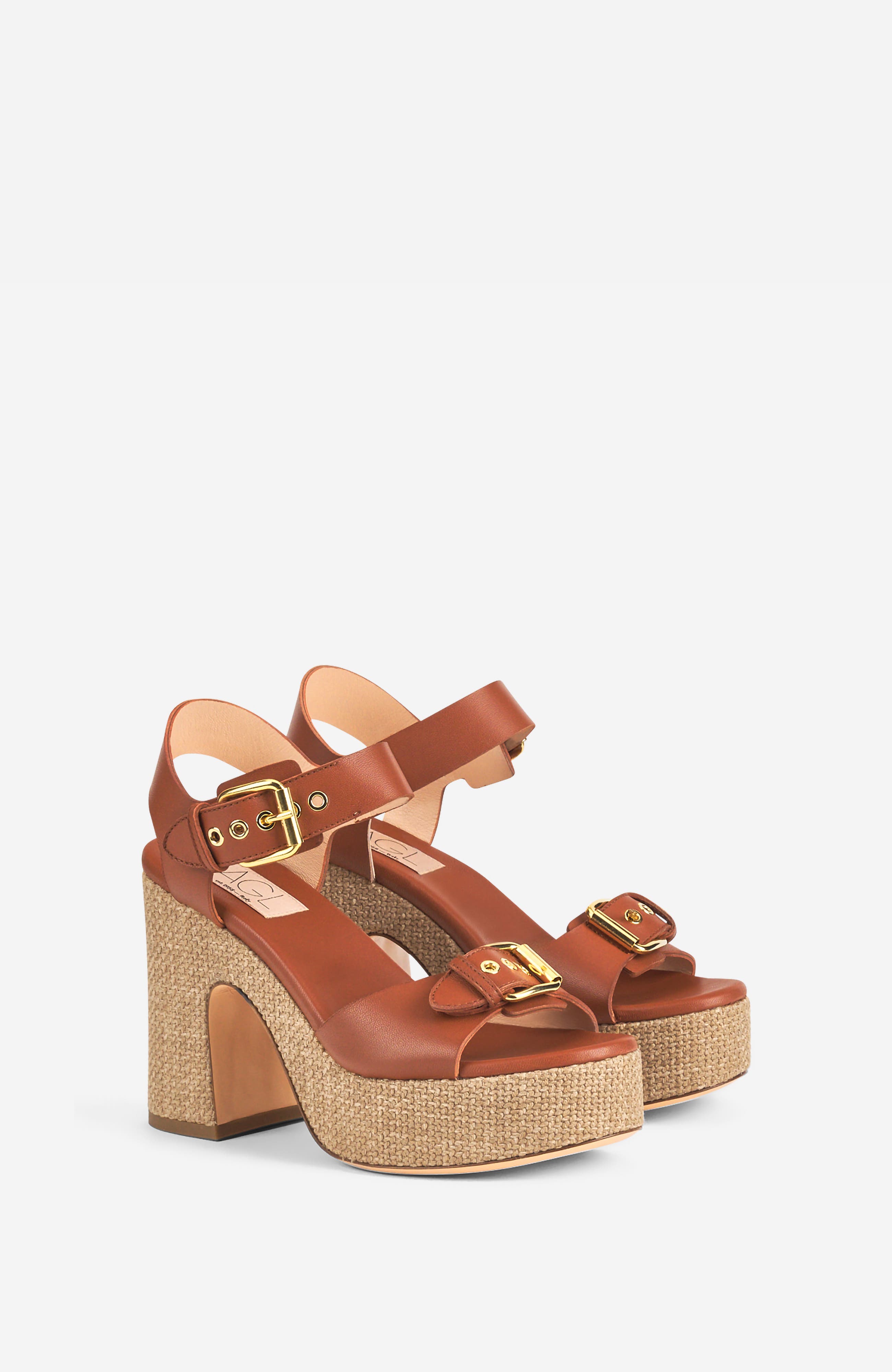 AGL Sista Buckles Platform Sandal, Alternate, color, Syrup