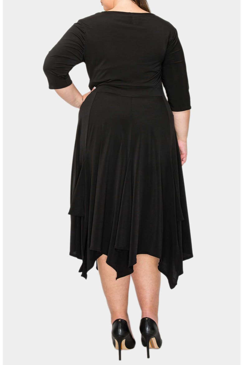 Shay Handkerchief Hem Midi Dress, Alternate, color, BLACK