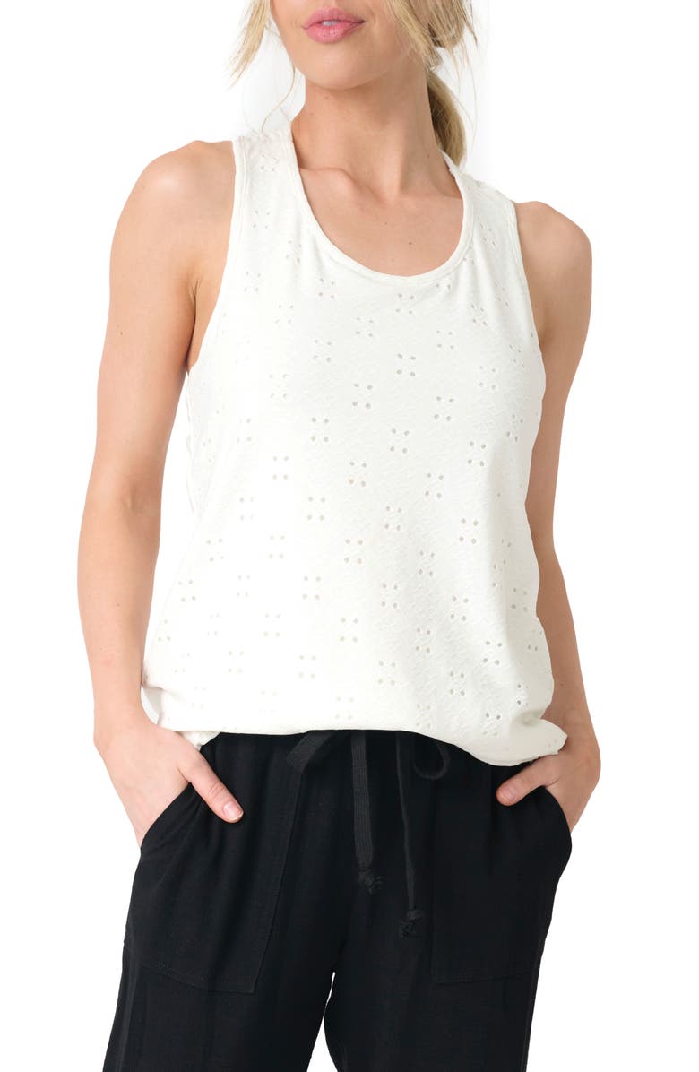 GIBSONLOOK Eyelet Tie Back Tank, Main, color, White
