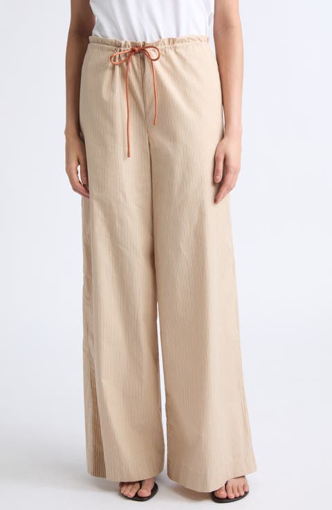 Wesley Wide Leg Cotton Drawstring Pants