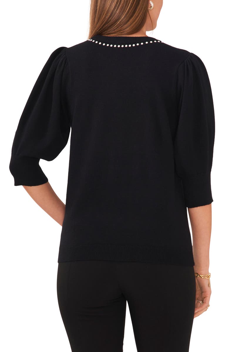 Chaus Beaded Collar Puff Sleeve Sweater, Alternate, color, 