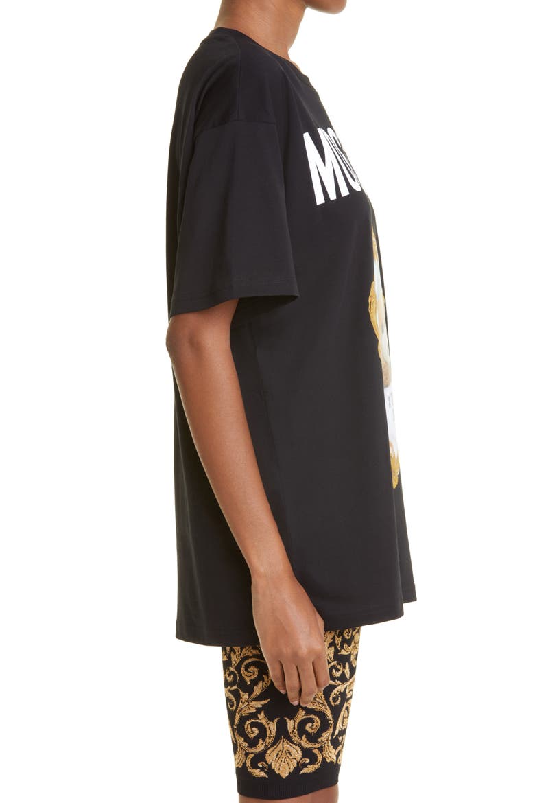 Oversize Mirror Bear Print Cotton Graphic Tee, Alternate, color, FANTASY PRINT BLACK