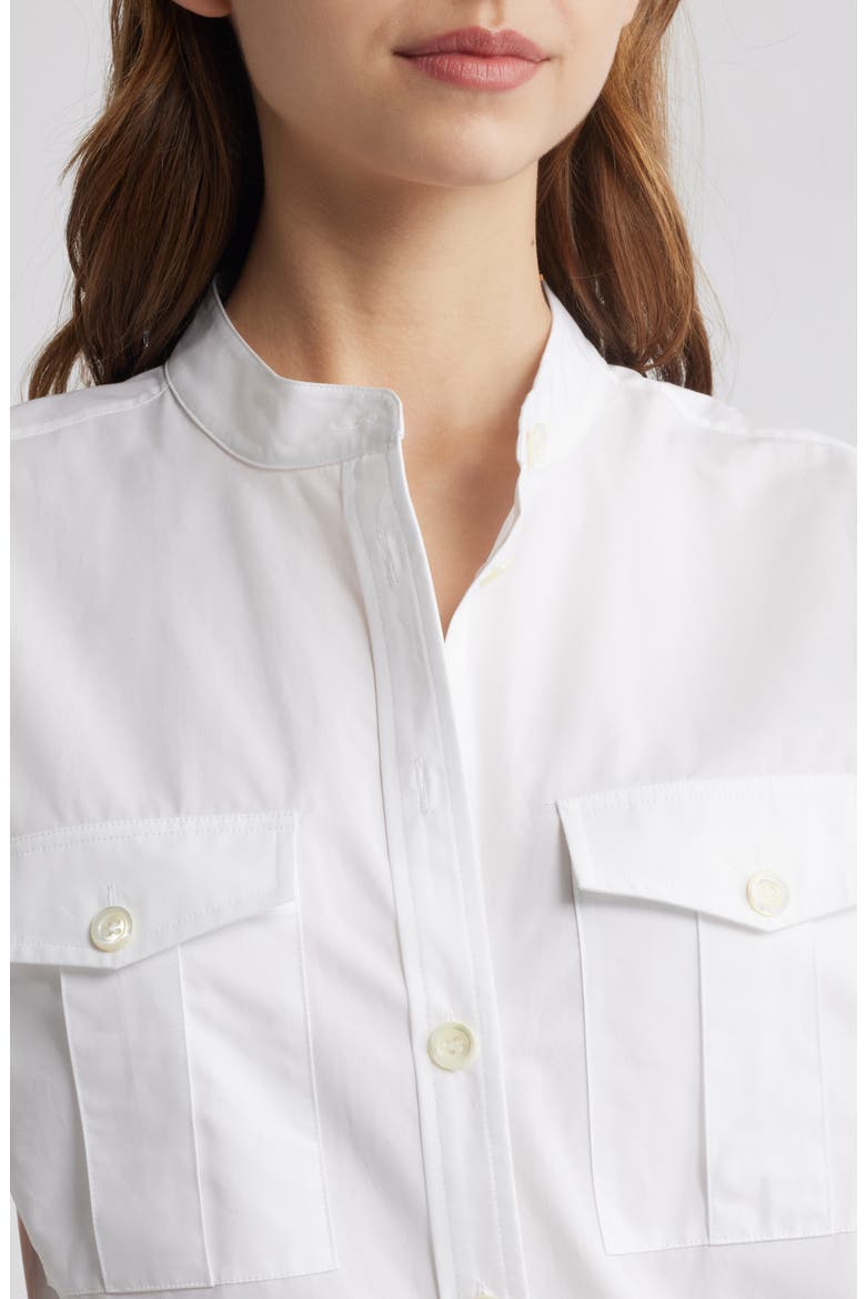 Cap Sleeve Cotton Safari Shirtdress, Alternate, color, WHITE