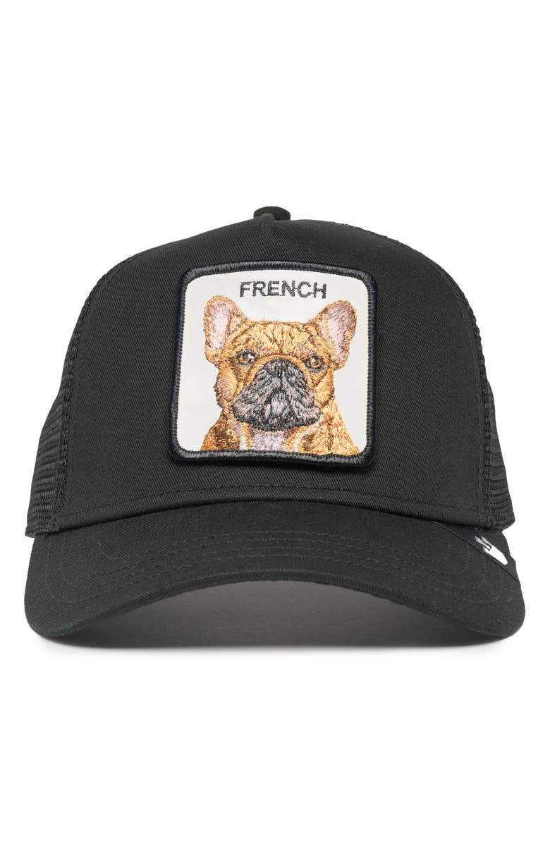 Goorin Bros. The French Frenchie Dog Patch Snapback Trucker Hat, Alternate, color,