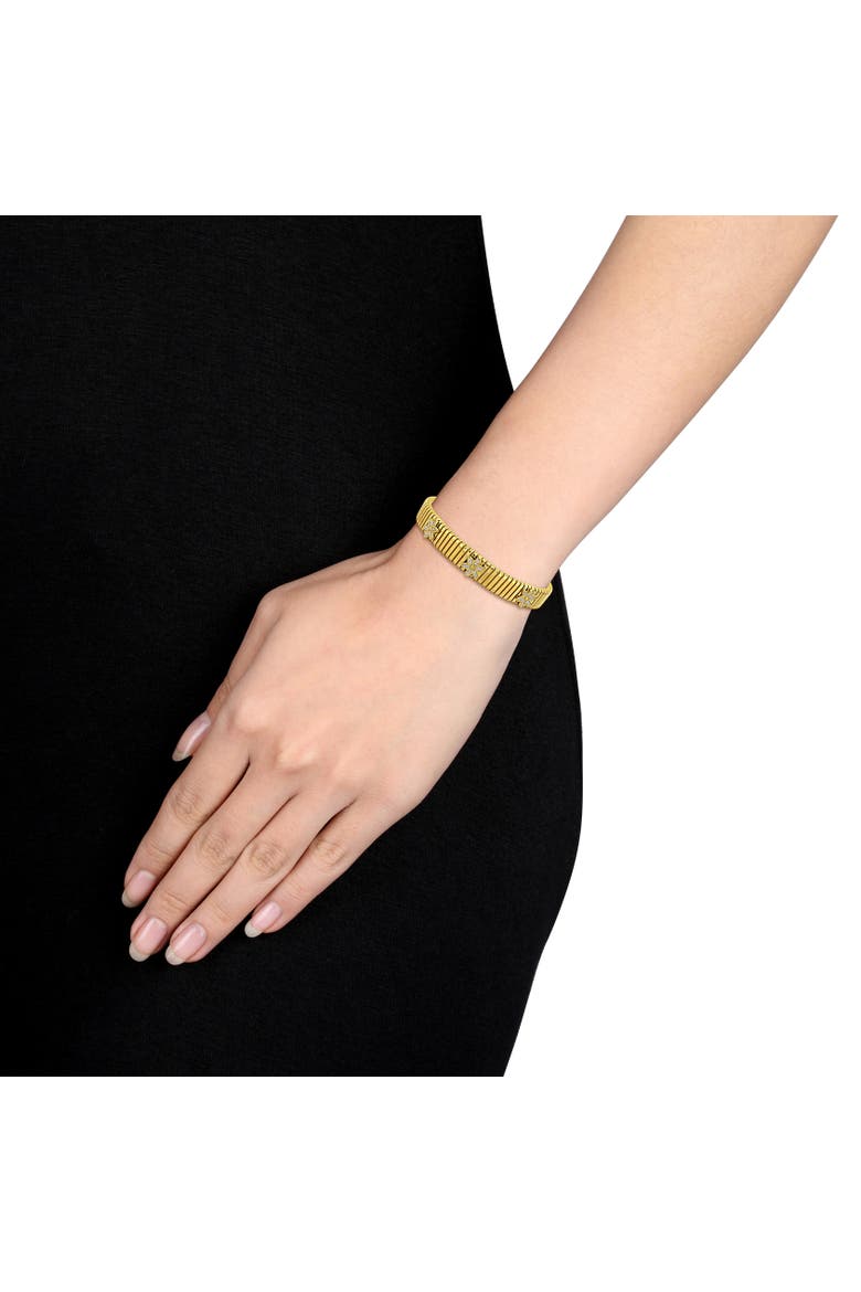 Cubic Zirconia Omega Flower Bracelet Yellow Plated, Alternate, color, Yellow-Plated